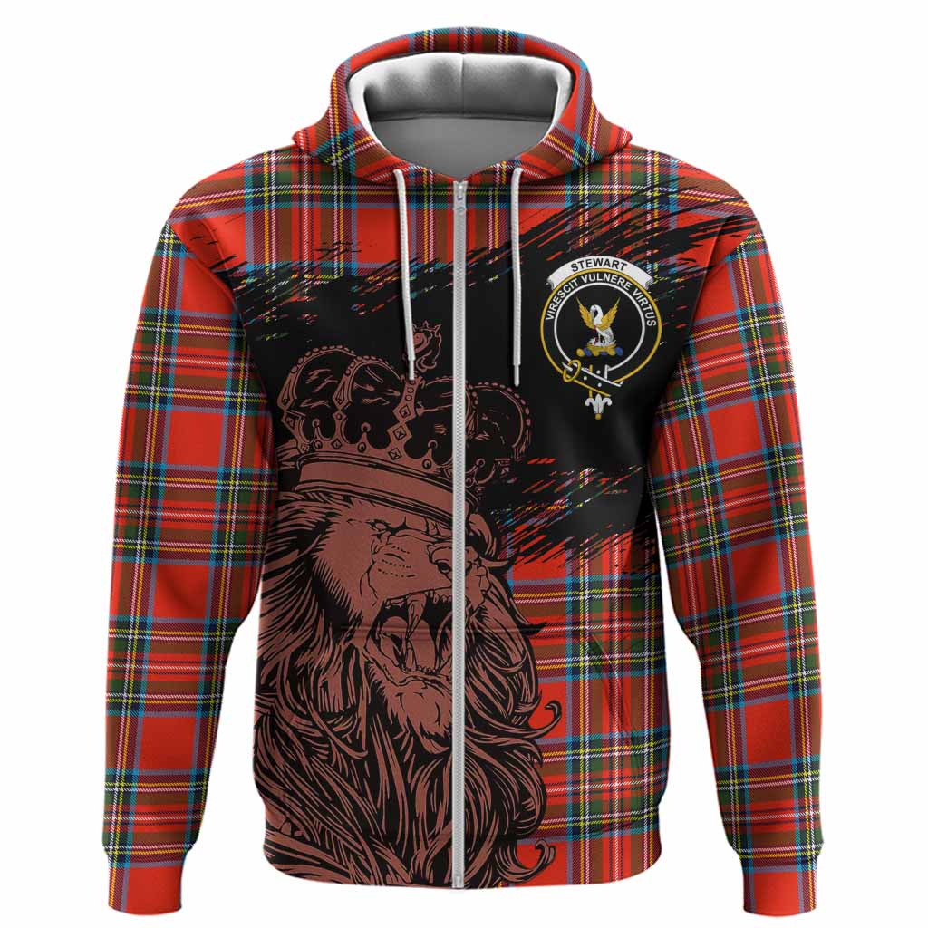 Stewart (Stuart) Tartan Crest Hoodie Crowned Lion Heritage Style
