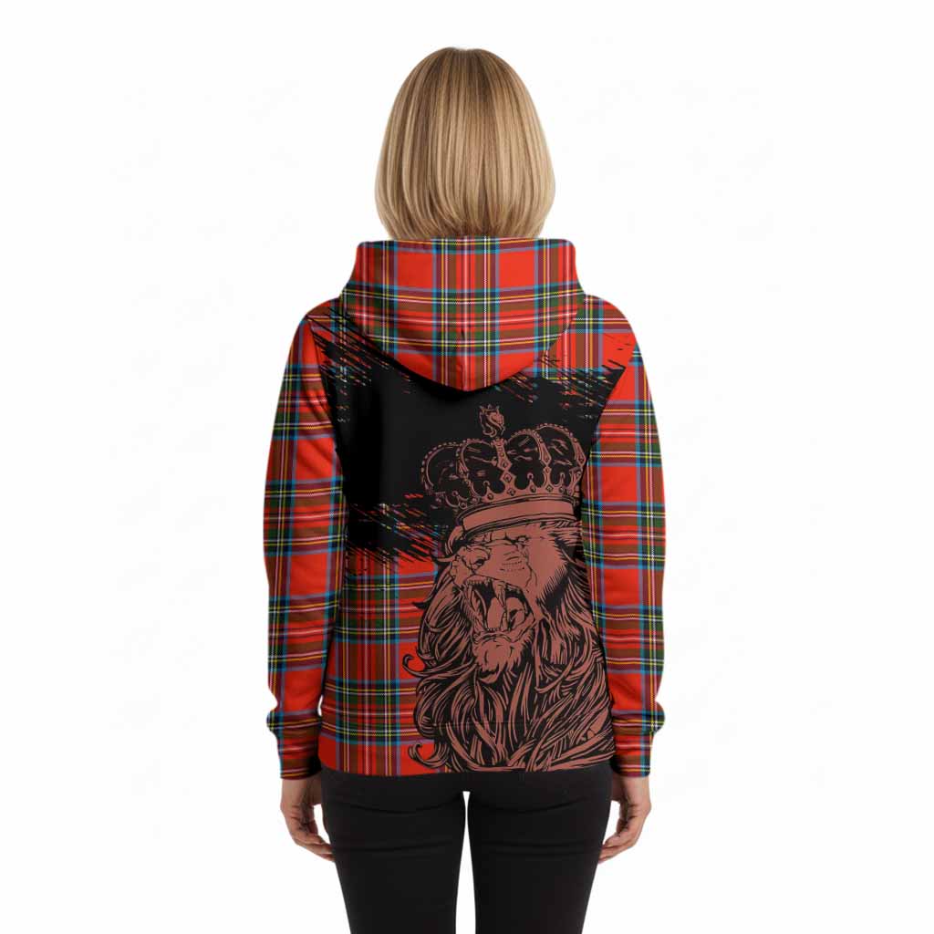 Stewart (Stuart) Tartan Crest Hoodie Crowned Lion Heritage Style