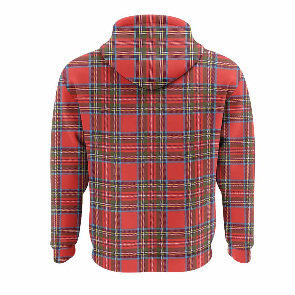 Stewart (Stuart) Tartan Crest Hoodie Ferocious Lion Style