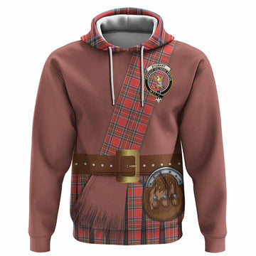 Stewart (Stuart) Tartan Crest Hoodie Kilt Costume Style