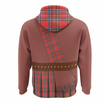 Stewart (Stuart) Tartan Crest Hoodie Kilt Costume Style