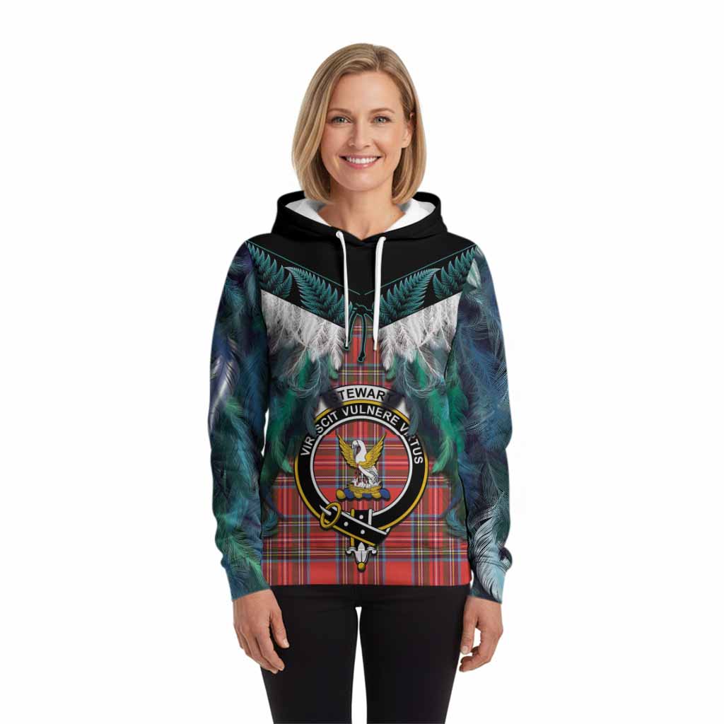Stewart (Stuart) Tartan Crest Hoodie New Zealand Maori Korowai Cloak