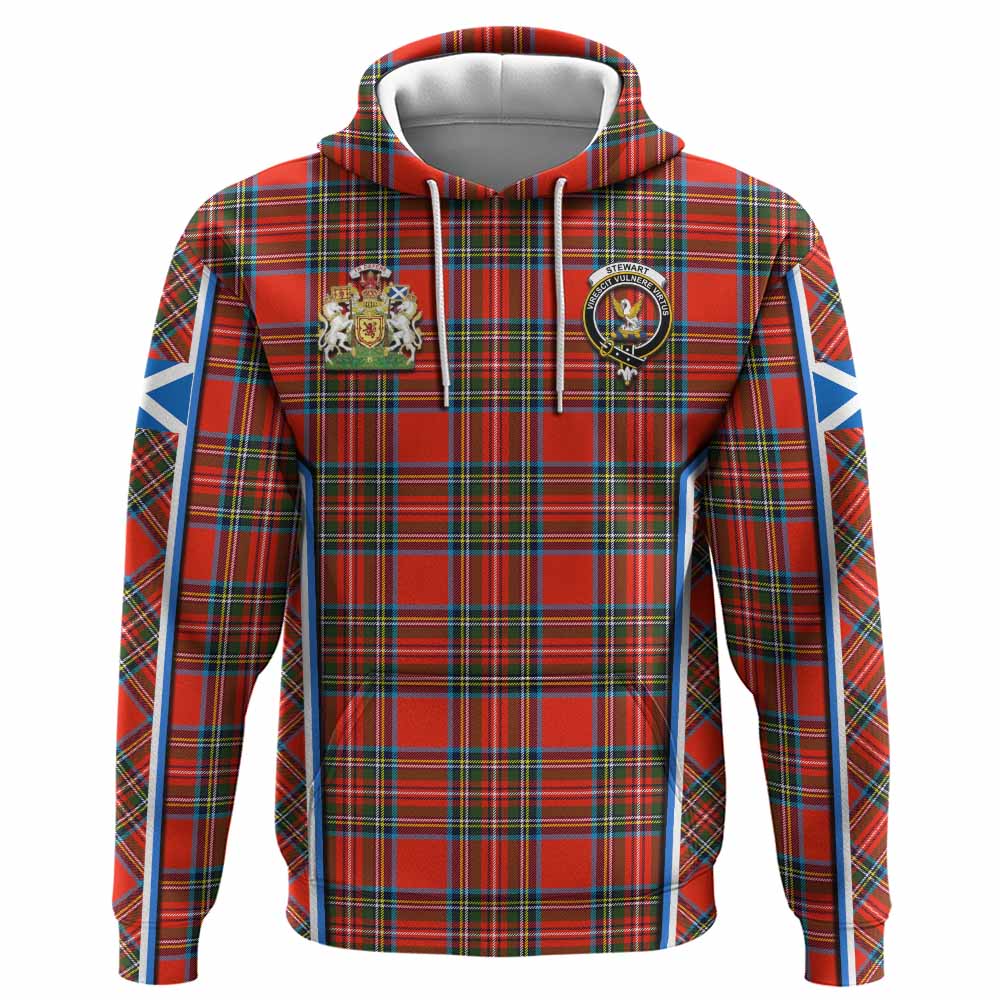 Stewart (Stuart) Tartan Crest Hoodie Scotland Coat of Arm Flag Style - Tartan Vibes Clothing