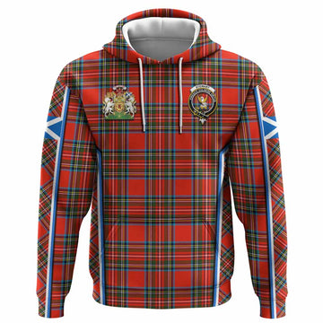 Stewart (Stuart) Tartan Crest Hoodie Scotland Coat of Arm Flag Style - Tartan Vibes Clothing