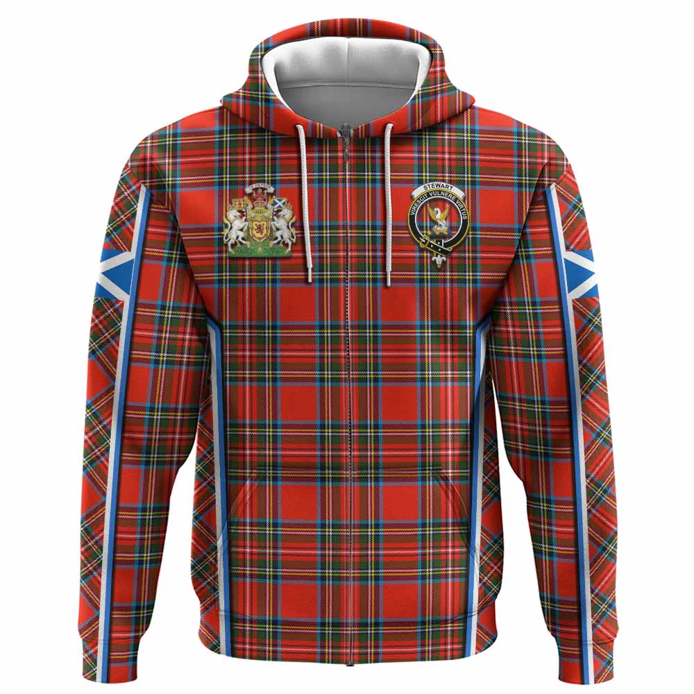 Stewart (Stuart) Tartan Crest Hoodie Scotland Coat of Arm Flag Style - Tartan Vibes Clothing