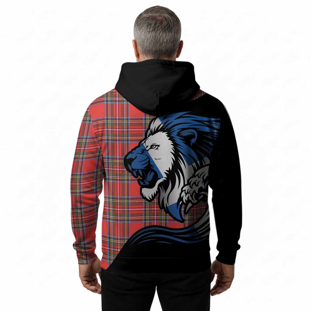 Stewart (Stuart) Tartan Crest Hoodie Scottish Golden Lions Wave Flow