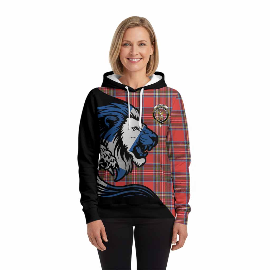 Stewart (Stuart) Tartan Crest Hoodie Scottish Golden Lions Wave Flow