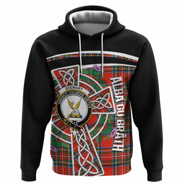 Stewart (Stuart) Tartan Crest Hoodie Scottish Thistle Celtic Cross Alba Gu Brath