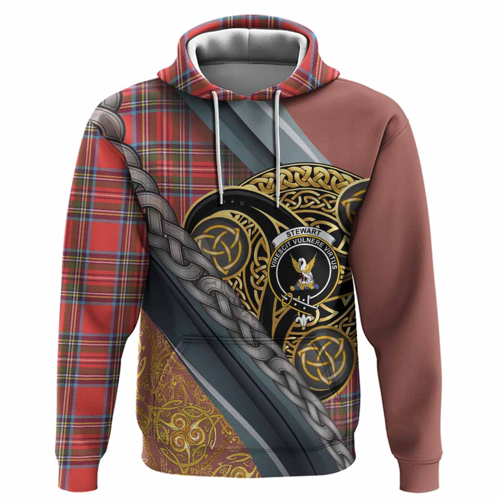 Stewart (Stuart) Tartan Crest Hoodie Scottish Triskele Celtic