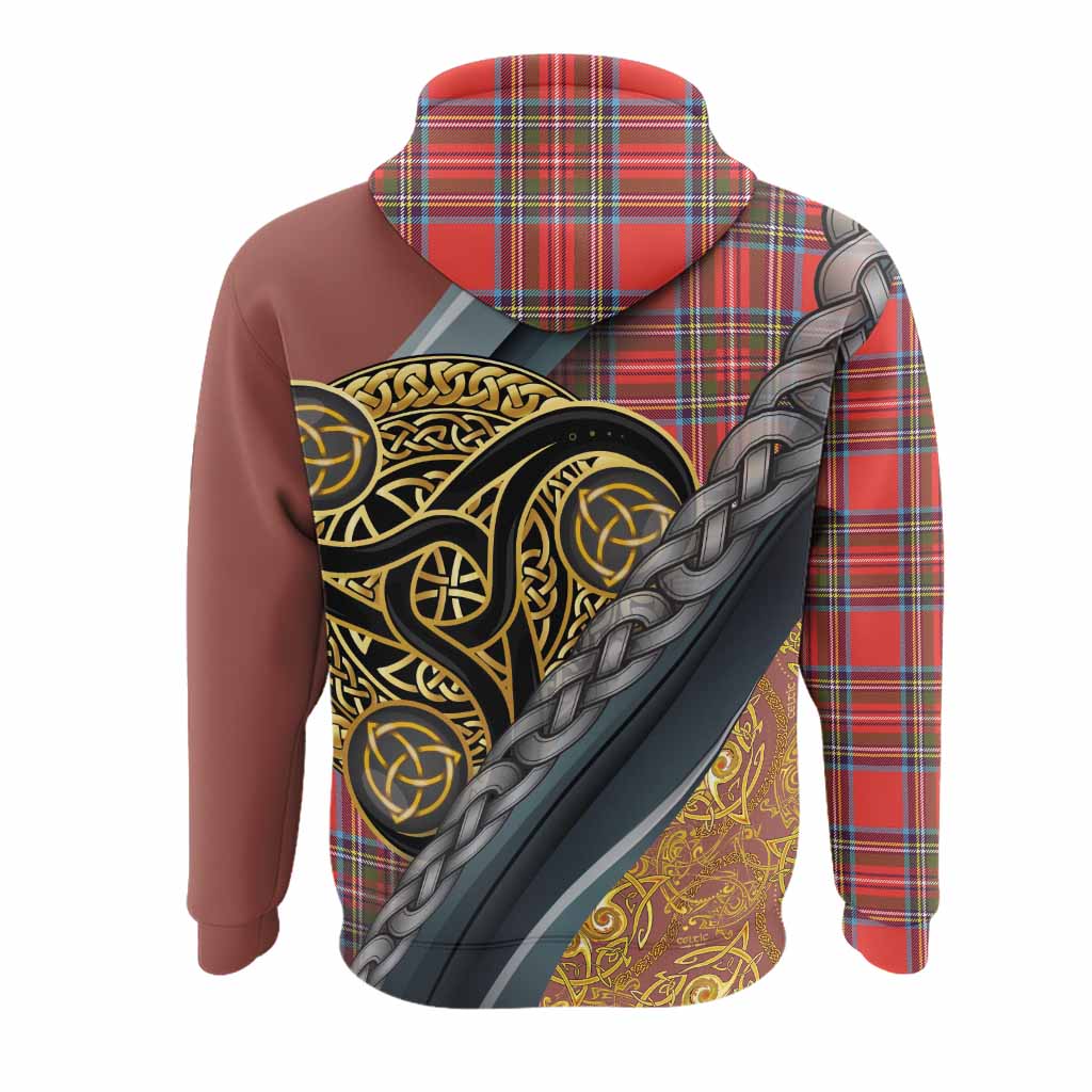 Stewart (Stuart) Tartan Crest Hoodie Scottish Triskele Celtic