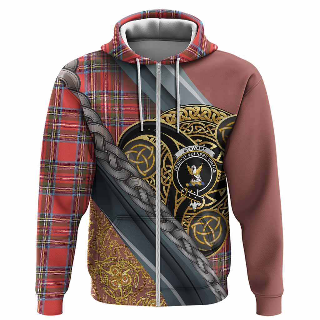 Stewart (Stuart) Tartan Crest Hoodie Scottish Triskele Celtic