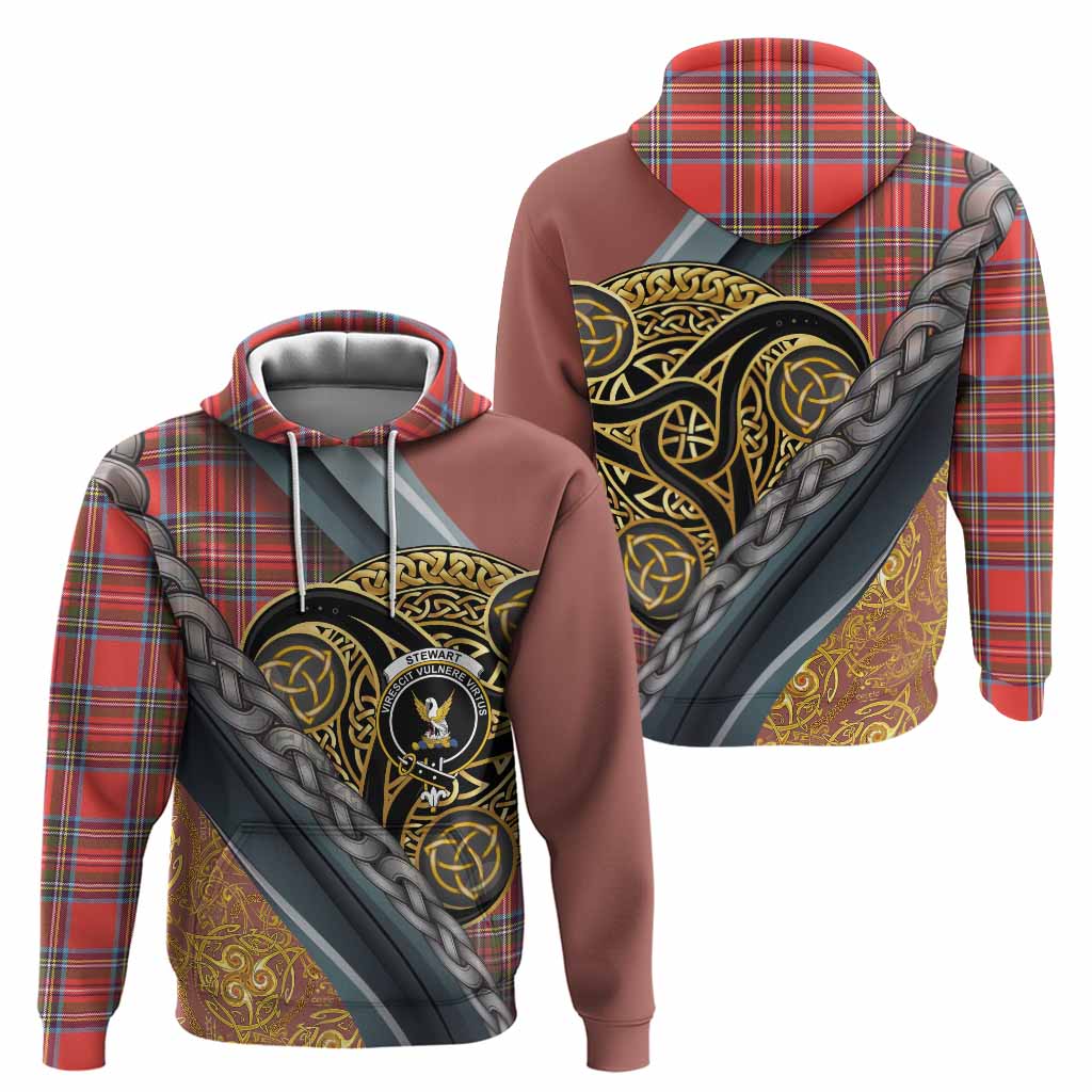 Stewart (Stuart) Tartan Crest Hoodie Scottish Triskele Celtic