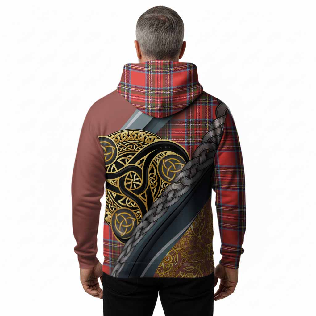 Stewart (Stuart) Tartan Crest Hoodie Scottish Triskele Celtic