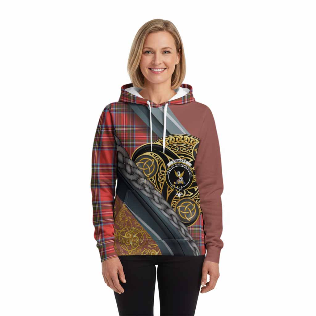 Stewart (Stuart) Tartan Crest Hoodie Scottish Triskele Celtic
