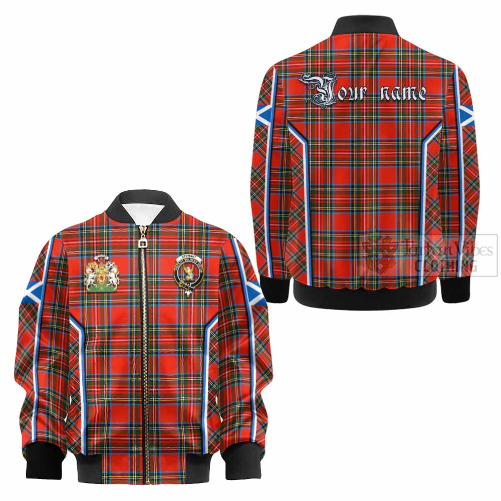Stewart (Stuart) Tartan Crest Kid Bomber Jacket Scotland Coat of Arm Flag Style - Tartan Vibes Clothing