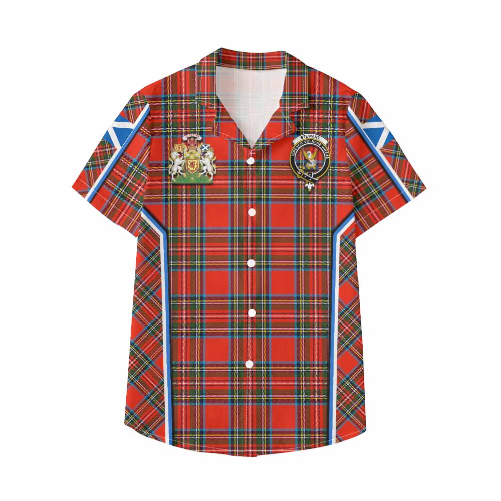 Stewart (Stuart) Tartan Crest Kid Hawaiian Shirt Scotland Coat of Arm Flag Style - Tartan Vibes Clothing