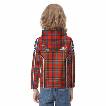Stewart (Stuart) Tartan Crest Kid Hoodie Scotland Coat of Arm Flag Style - Tartan Vibes Clothing