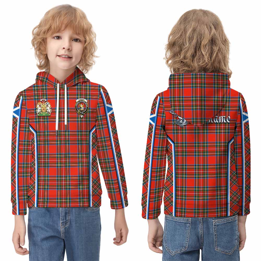 Stewart (Stuart) Tartan Crest Kid Hoodie Scotland Coat of Arm Flag Style - Tartan Vibes Clothing