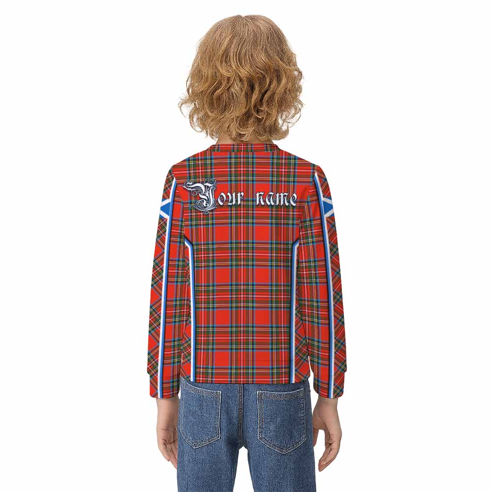 Stewart (Stuart) Tartan Crest Kid Knitted Sweatshirt Scotland Coat of Arm Flag Style - Tartan Vibes Clothing