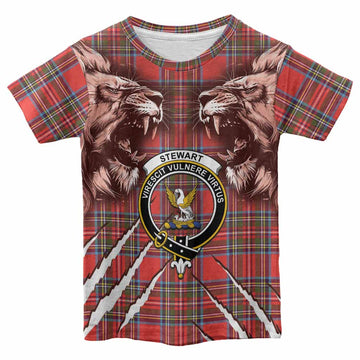 Stewart (Stuart) Tartan Crest Kid T-shirt Ferocious Lion Style