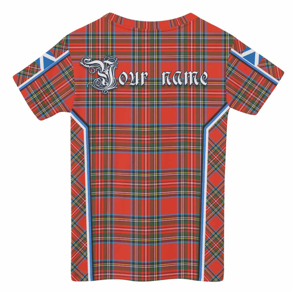 Stewart (Stuart) Tartan Crest Kid T-shirt Scotland Coat of Arm Flag Style - Tartan Vibes Clothing