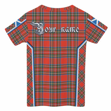 Stewart (Stuart) Tartan Crest Kid T-shirt Scotland Coat of Arm Flag Style - Tartan Vibes Clothing