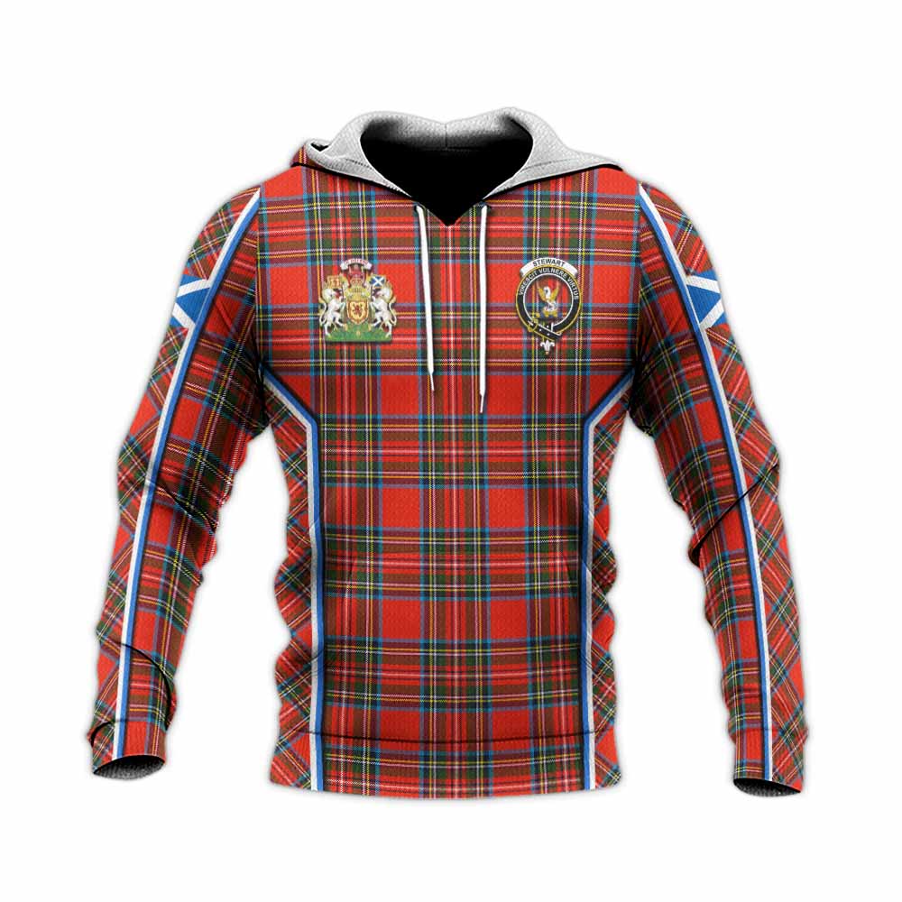 Stewart (Stuart) Tartan Crest Knitted Hoodie Scotland Coat of Arm Flag Style - Tartan Vibes Clothing