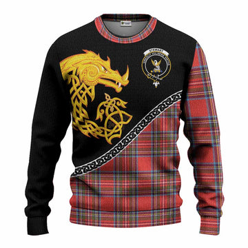 Stewart (Stuart) Tartan Crest Knitted Sweater Legendary Dragon Knot Half Style