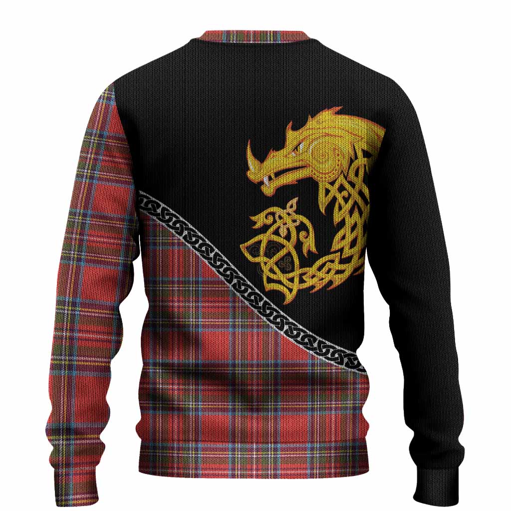 Stewart (Stuart) Tartan Crest Knitted Sweater Legendary Dragon Knot Half Style