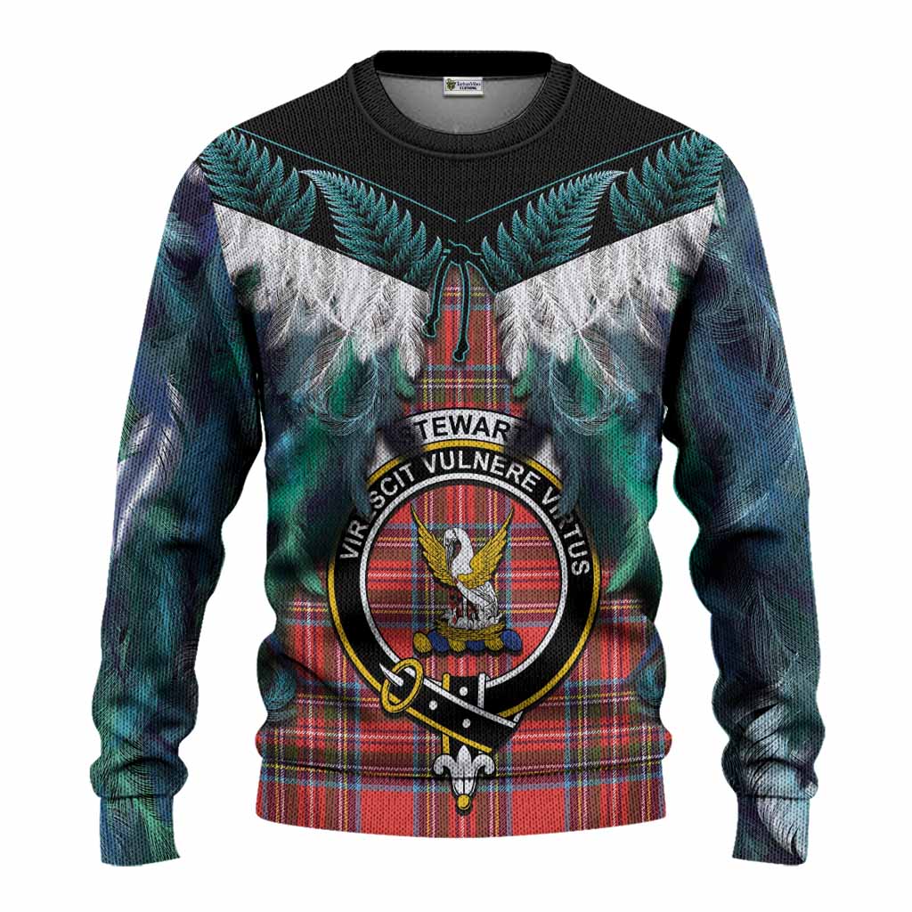 Stewart (Stuart) Tartan Crest Knitted Sweater New Zealand Maori Korowai Cloak