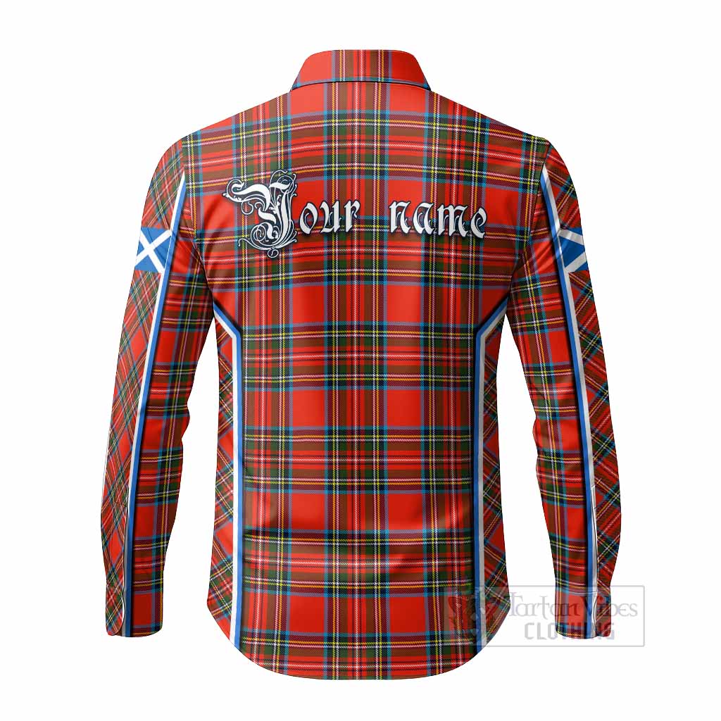 Stewart (Stuart) Tartan Crest Long Sleeve Button Shirts Scotland Coat of Arm Flag Style - Tartan Vibes Clothing