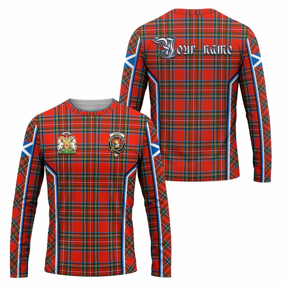Stewart (Stuart) Tartan Crest Long Sleeve T-Shirt Scotland Coat of Arm Flag Style - Tartan Vibes Clothing