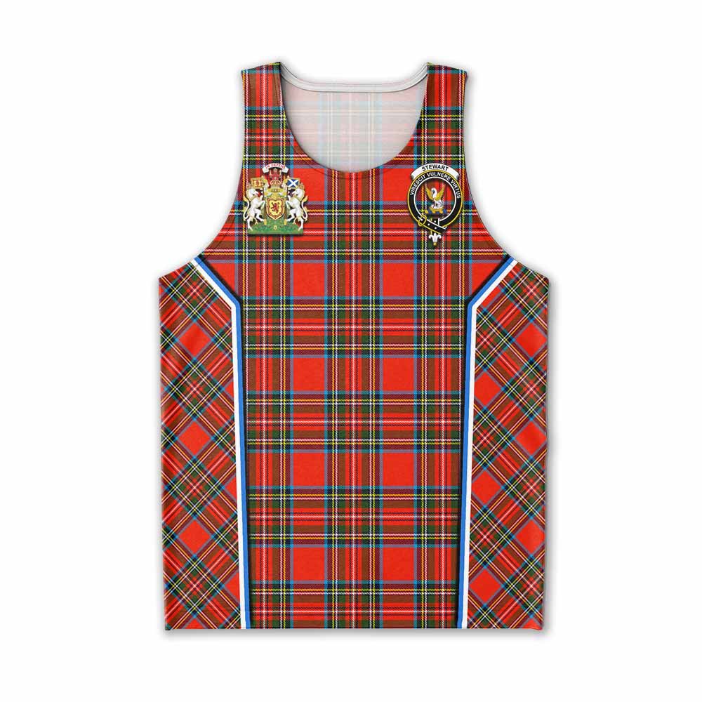 Stewart (Stuart) Tartan Crest Men Tank Top Scotland Coat of Arm Flag Style - Tartan Vibes Clothing