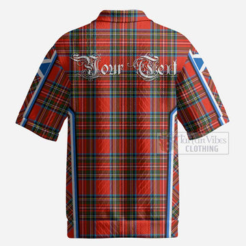 Stewart (Stuart) Tartan Crest Men’s Polo Sweater Top Scotland Coat of Arm Flag Style