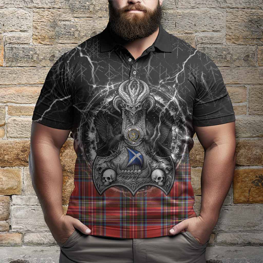 Stewart (Stuart) Tartan Crest Polo Shirt Celtic Odin's Raven Legacy