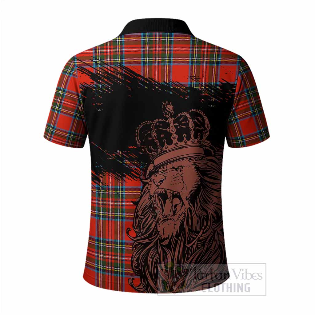 Stewart (Stuart) Tartan Crest Polo Shirt Crowned Lion Heritage Style
