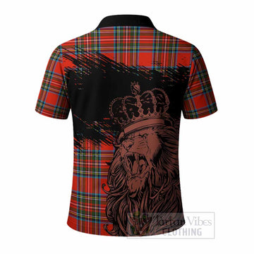 Stewart (Stuart) Tartan Crest Polo Shirt Crowned Lion Heritage Style