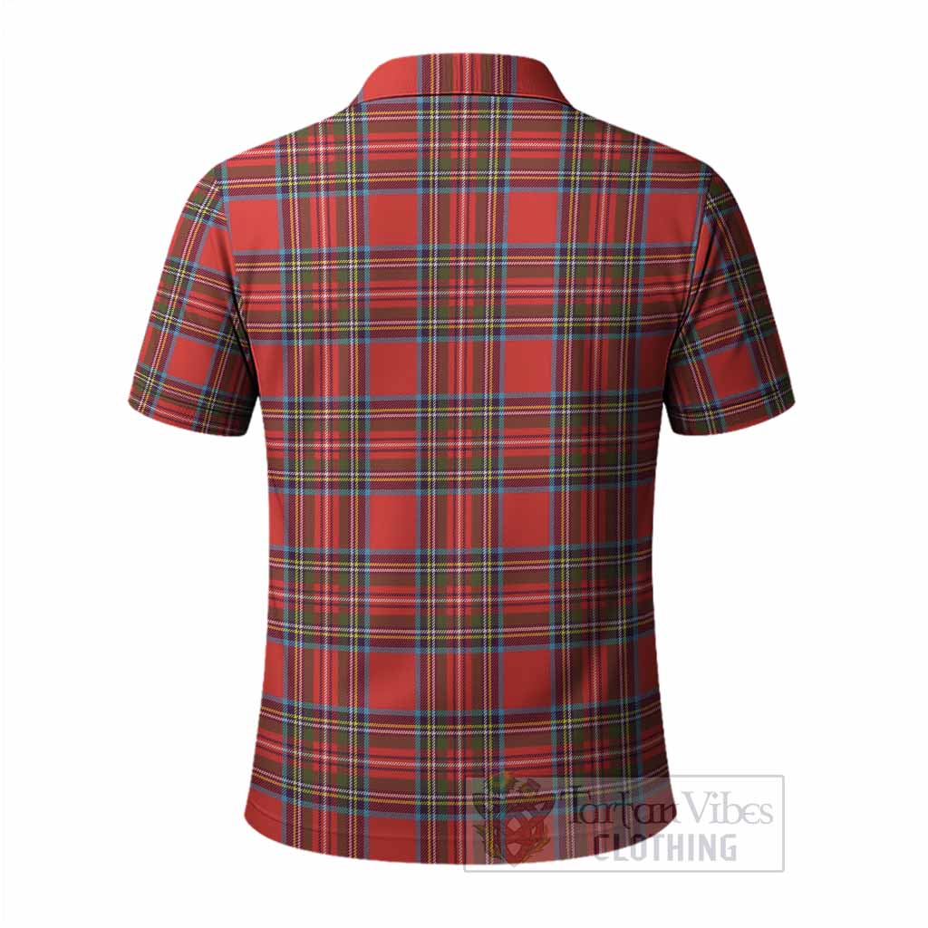 Stewart (Stuart) Tartan Crest Polo Shirt Ferocious Lion Style