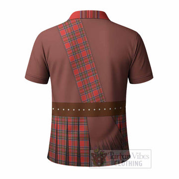 Stewart (Stuart) Tartan Crest Polo Shirt Kilt Costume Style