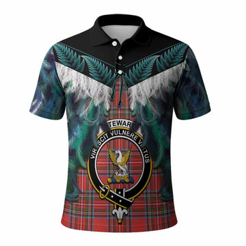 Stewart (Stuart) Tartan Crest Polo Shirt New Zealand Maori Korowai Cloak