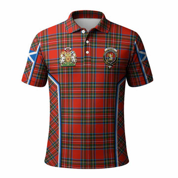 Stewart (Stuart) Tartan Crest Polo Shirt Scotland Coat of Arm Flag Style - Tartan Vibes Clothing