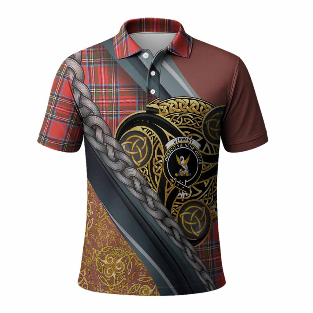 Stewart (Stuart) Tartan Crest Polo Shirt Scottish Triskele Celtic