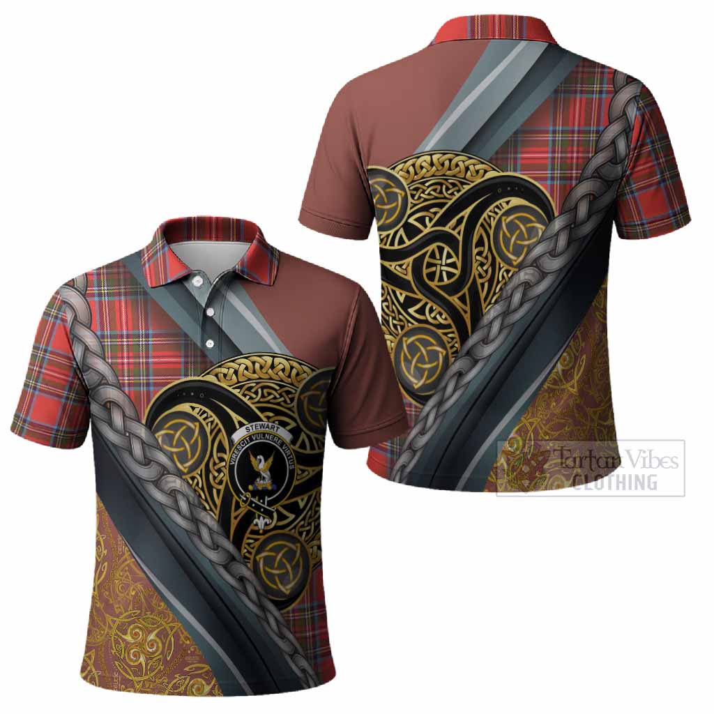 Stewart (Stuart) Tartan Crest Polo Shirt Scottish Triskele Celtic