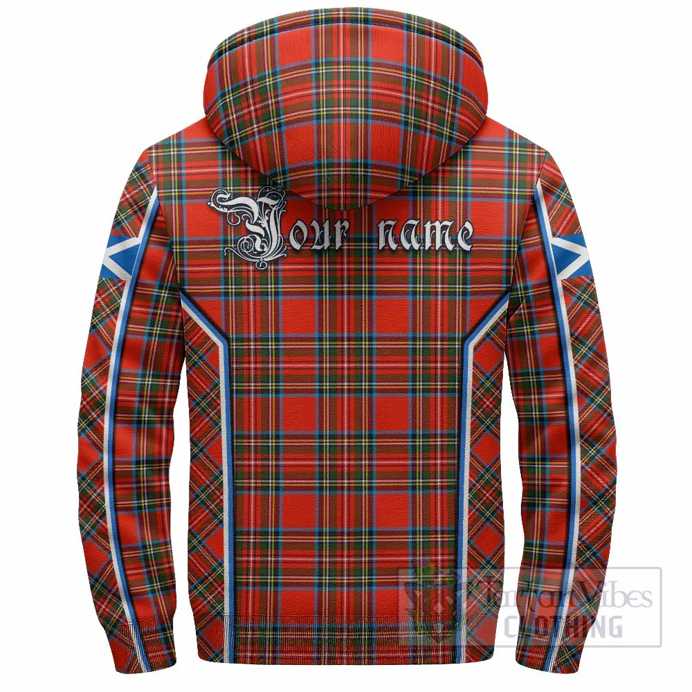 Stewart (Stuart) Tartan Crest Sherpa Hoodie Scotland Coat of Arm Flag Style - Tartan Vibes Clothing