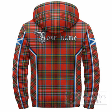 Stewart (Stuart) Tartan Crest Sherpa Hoodie Scotland Coat of Arm Flag Style