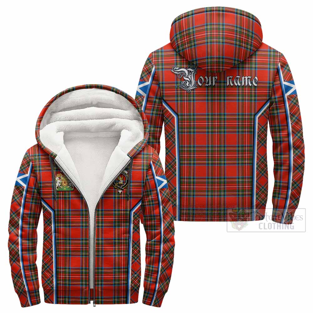 Stewart (Stuart) Tartan Crest Sherpa Hoodie Scotland Coat of Arm Flag Style - Tartan Vibes Clothing