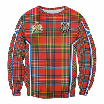 Stewart (Stuart) Tartan Crest Sweatshirt Scotland Coat of Arm Flag Style