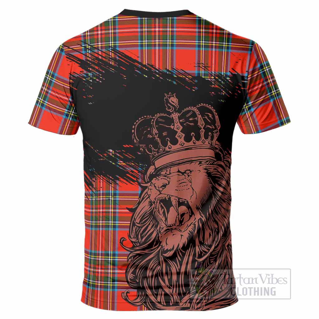 Stewart (Stuart) Tartan Crest T-Shirt Crowned Lion Heritage Style