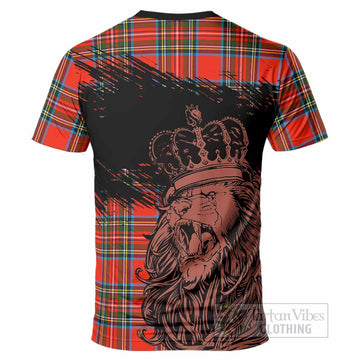 Stewart (Stuart) Tartan Crest T-Shirt Crowned Lion Heritage Style