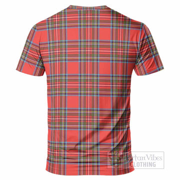 Stewart (Stuart) Tartan Crest T-Shirt Ferocious Lion Style